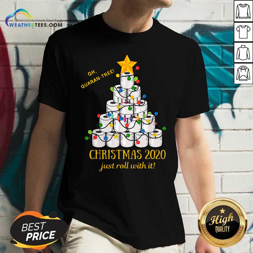 Hot Oh Quaran-tree Toilet Paper Christmas 2020 Just Roll With It Christmas Shirt - Image 2