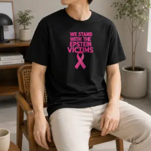 Hot Original We Stand With The Epstein Victims Pink Ribbon Shirt
