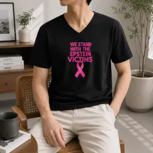 Alternative view of Hot Original We Stand With The Epstein Victims Pink Ribbon Shirt