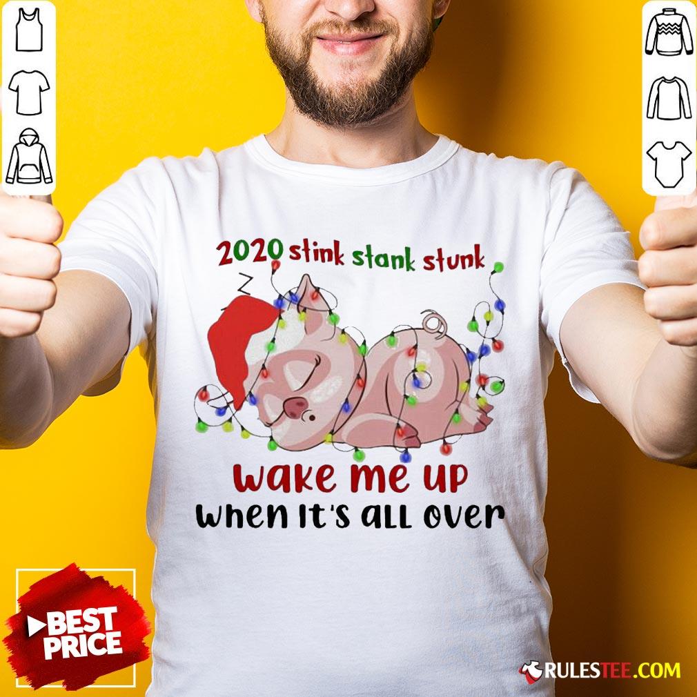 Hot Pig Sleep 2020 Stink Stank Stunk Wake Me Up When It’s All Ver Christmas Shirt