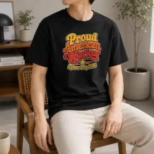 Hot Pretty Proud American Worker Labour Day 2026 Groovy Retro Shirt