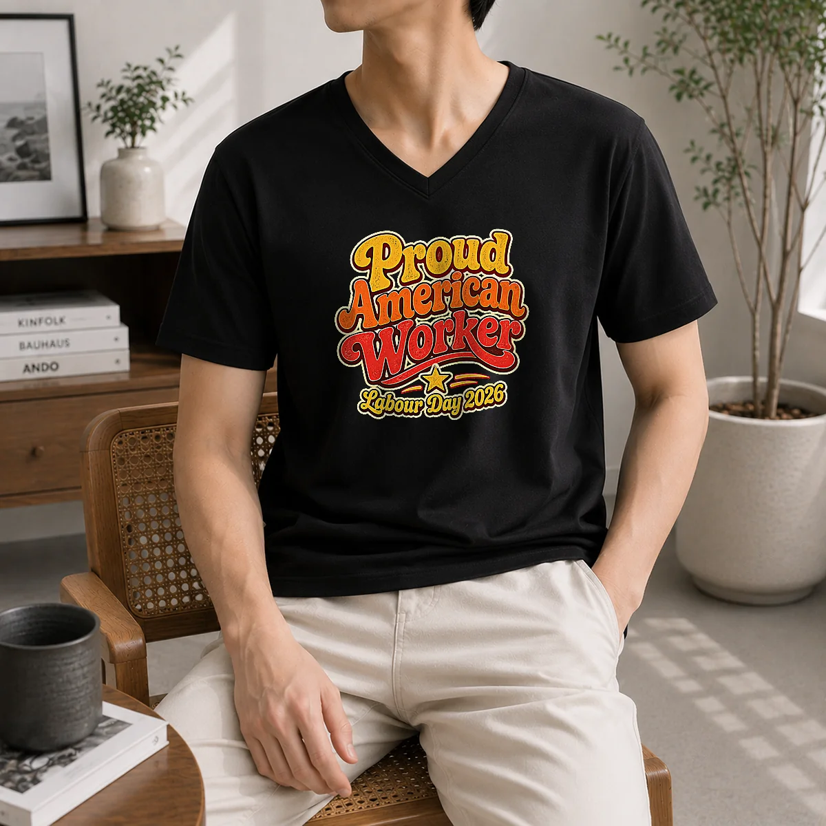 Hot Pretty Proud American Worker Labour Day 2026 Groovy Retro Shirt - Image 2