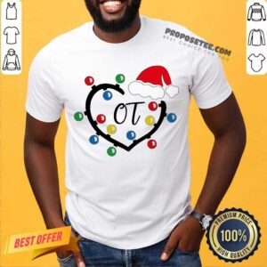 Hot Santa Hat Heart Ot Merry Christmas Light Shirt
