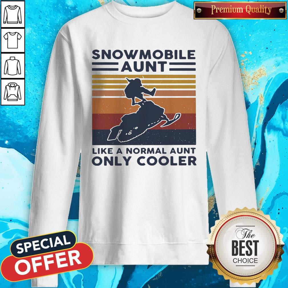 Hot Snowmobile Aunt Like A Normal Aunt Only Cooler Vintage Retro Shirt - Image 4