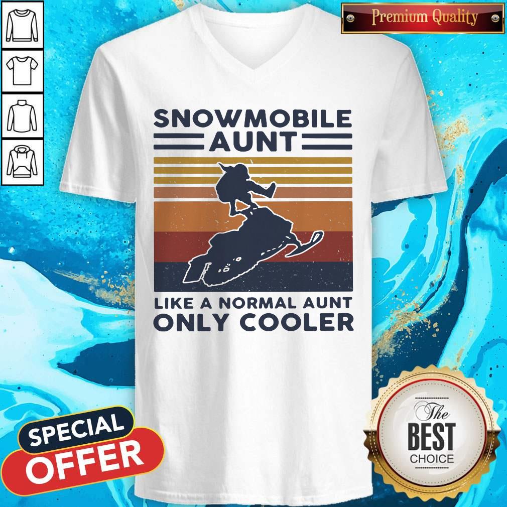 Hot Snowmobile Aunt Like A Normal Aunt Only Cooler Vintage Retro Shirt - Image 2