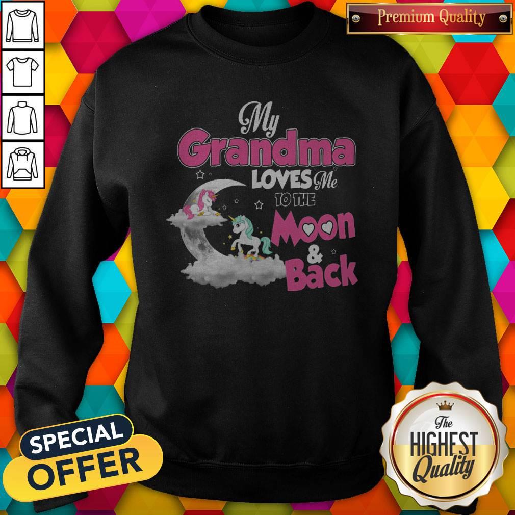 Hot Unicorn My Grandma Loves Me To The Moon And Back Shirt - Image 4