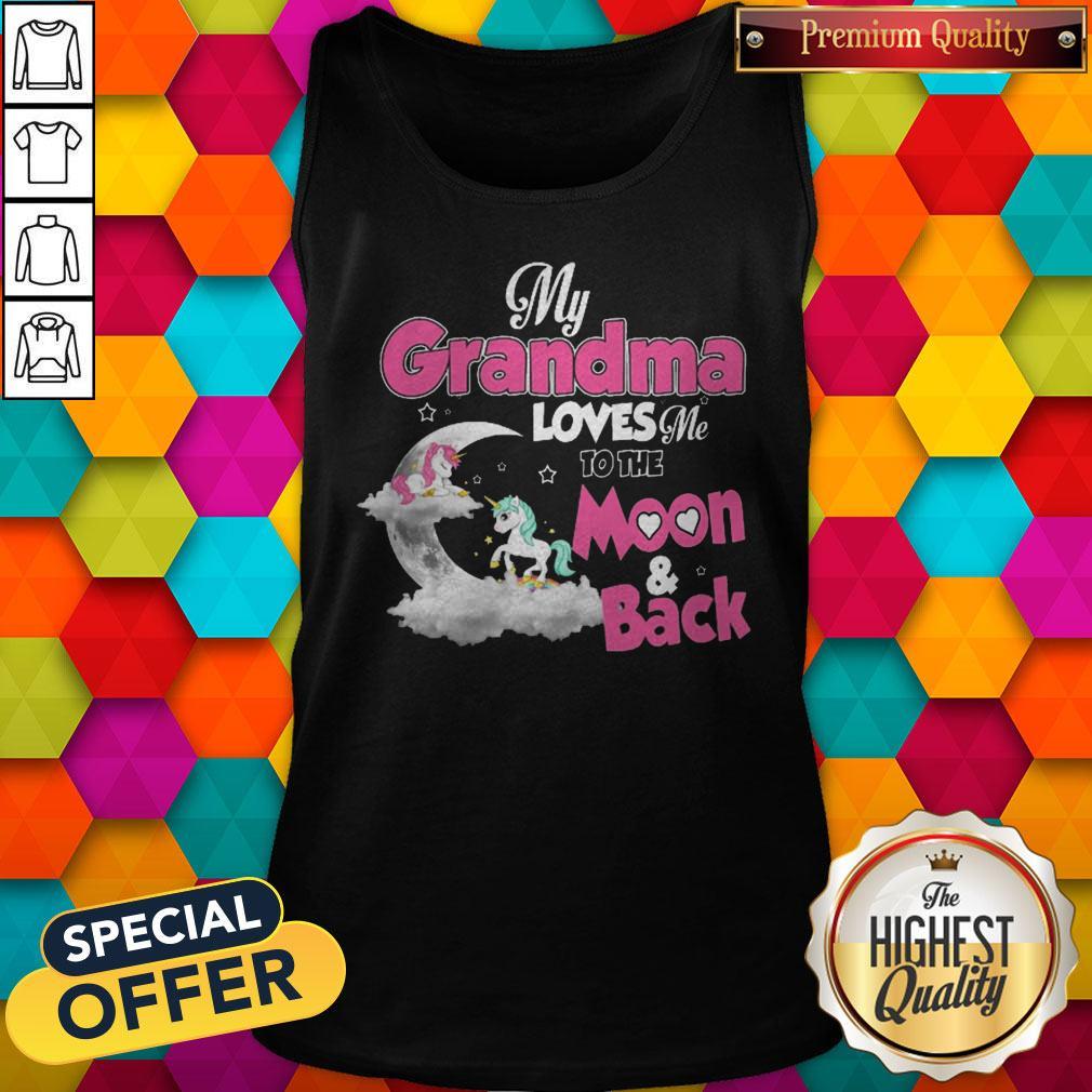 Hot Unicorn My Grandma Loves Me To The Moon And Back Shirt - Image 3