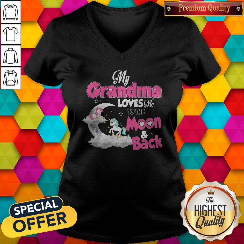 Hot Unicorn My Grandma Loves Me To The Moon And Back Shirt - Image 2