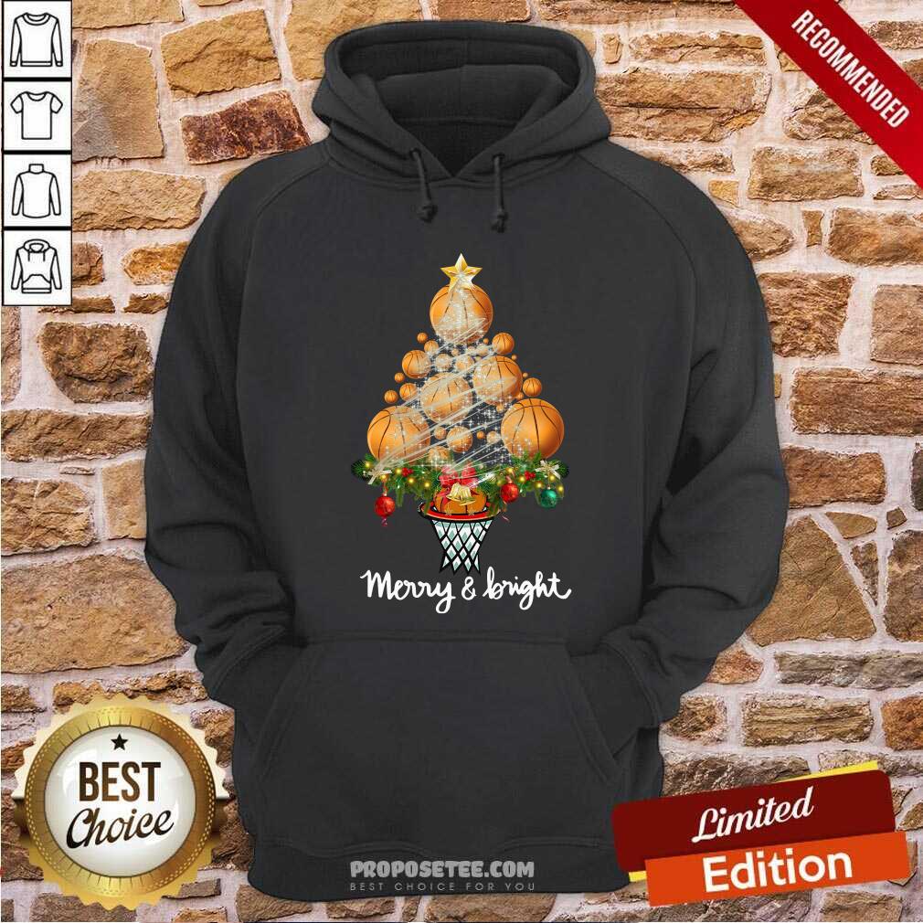 Hot Volleyball Merry And Bright Christmas Tree Shirt - Image 2