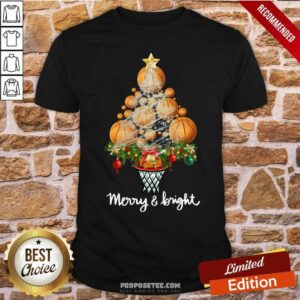 Hot Volleyball Merry And Bright Christmas Tree Shirt