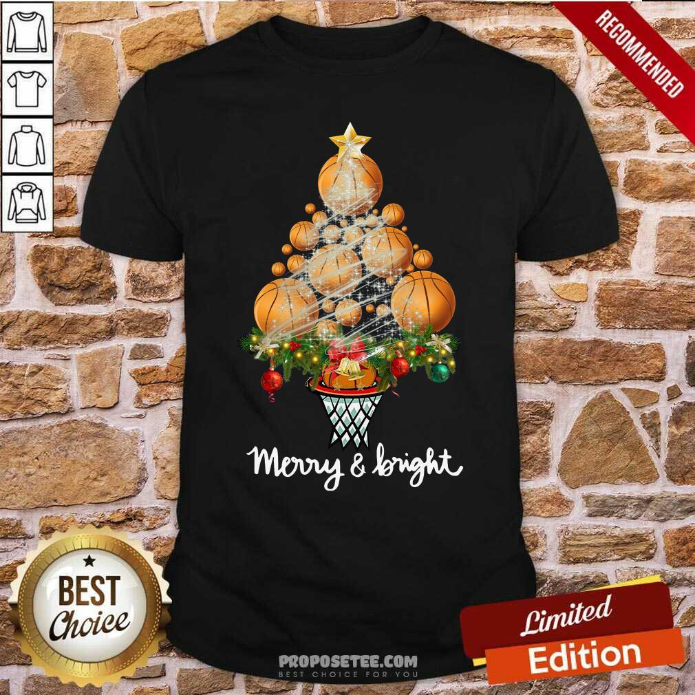 Hot Volleyball Merry And Bright Christmas Tree Shirt