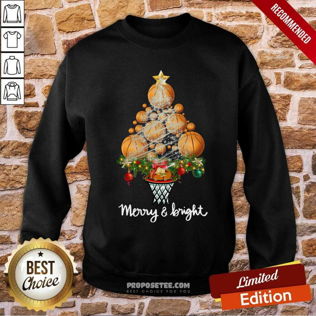 Hot Volleyball Merry And Bright Christmas Tree Shirt - Image 5
