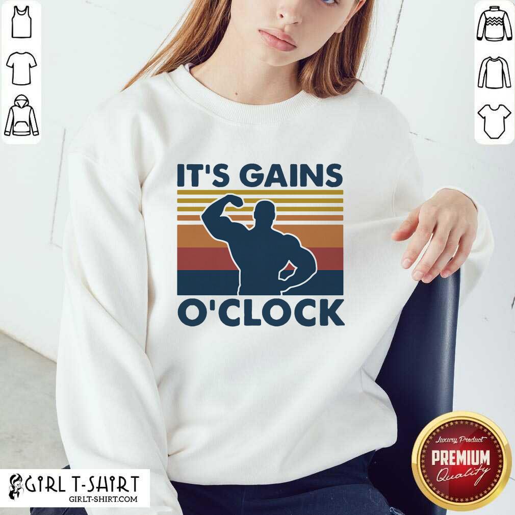 Hot Weight Lifting Its Gains O’clock Vintage Shirt - Image 4