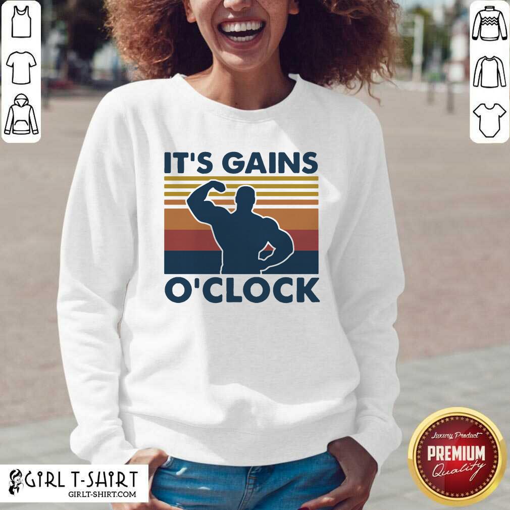 Hot Weight Lifting Its Gains O’clock Vintage Shirt - Image 2