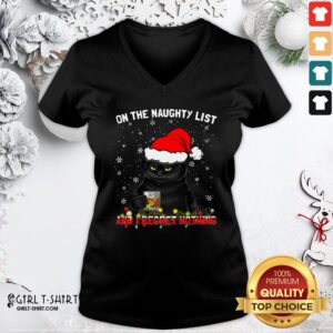 Alternative view of How Black Cat Santa On The Naughty List And I Regret Nothing Christmas Shirt