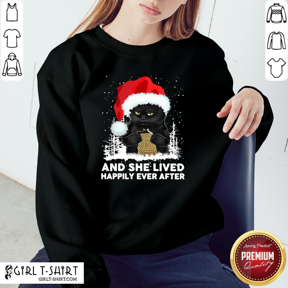 How Santa Black Cat And She Lived Happily Ever After Christmas Shirt - Image 4