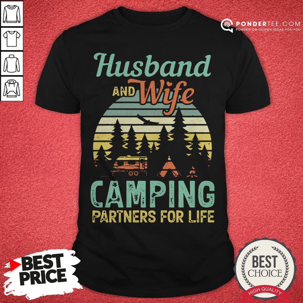 Husband And Wife Camping Partners For Life Retro Shirt