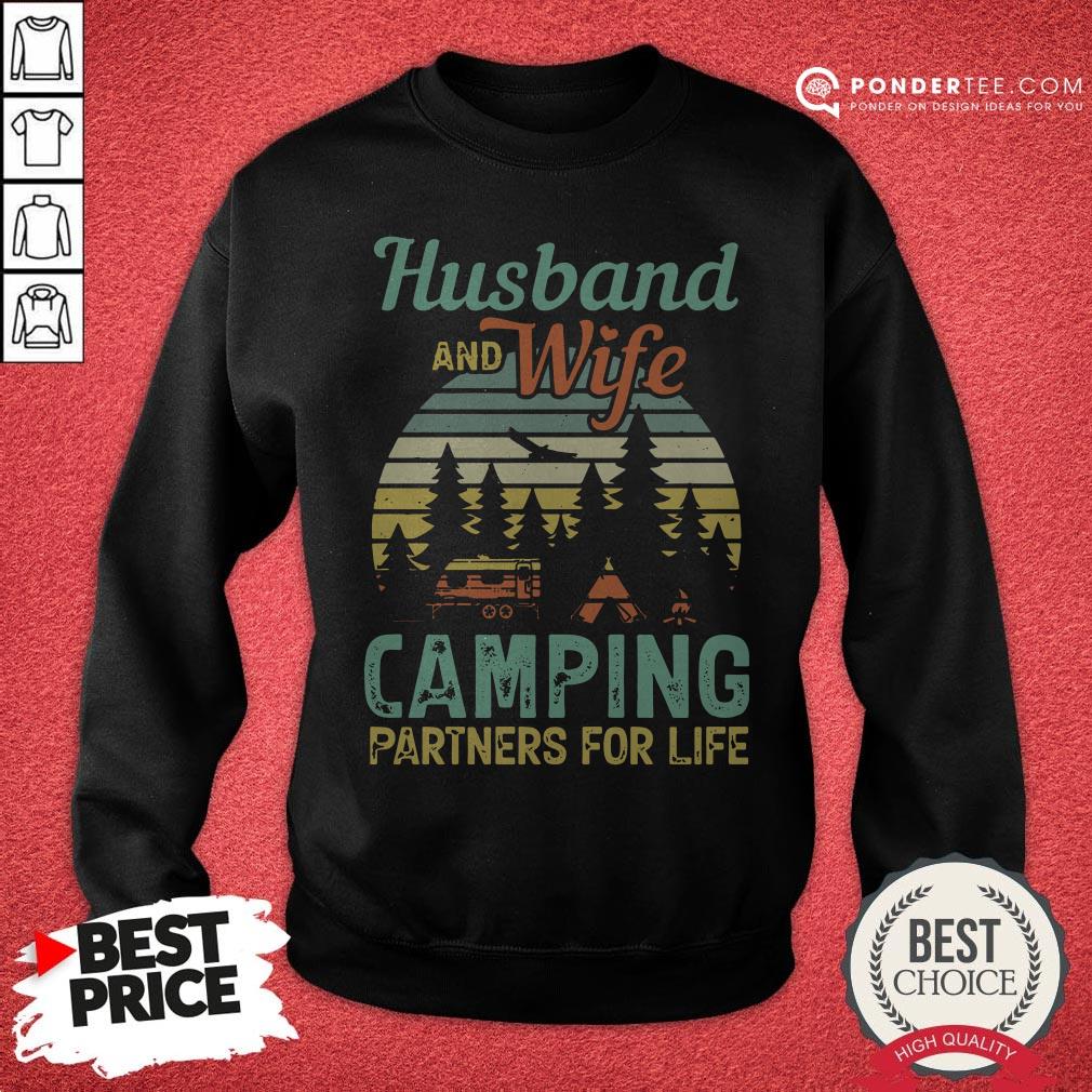 Husband And Wife Camping Partners For Life Retro Shirt - Image 4
