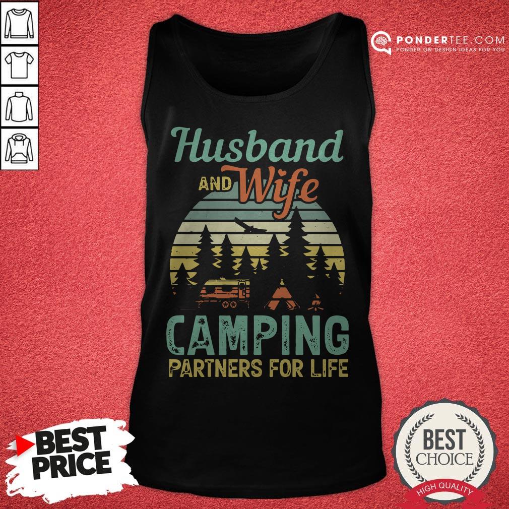 Husband And Wife Camping Partners For Life Retro Shirt - Image 2