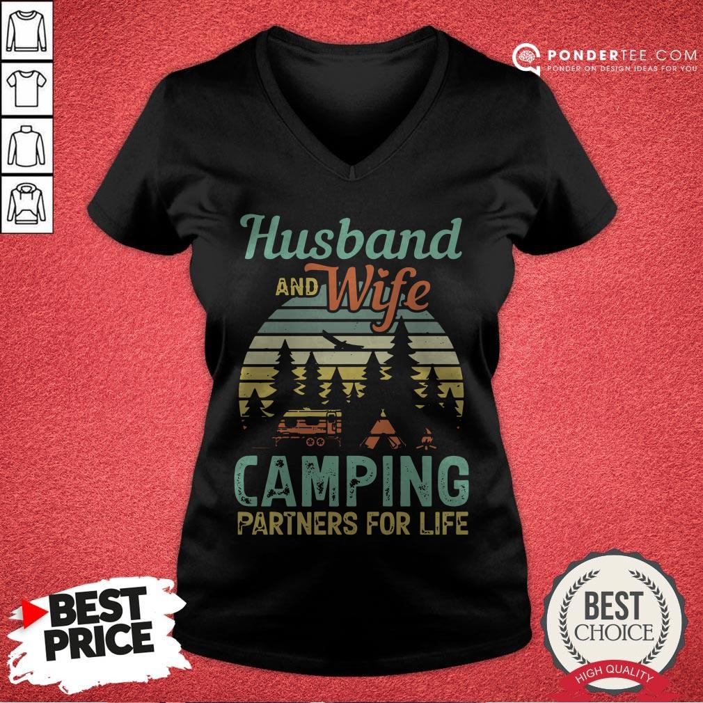 Husband And Wife Camping Partners For Life Retro Shirt - Image 3