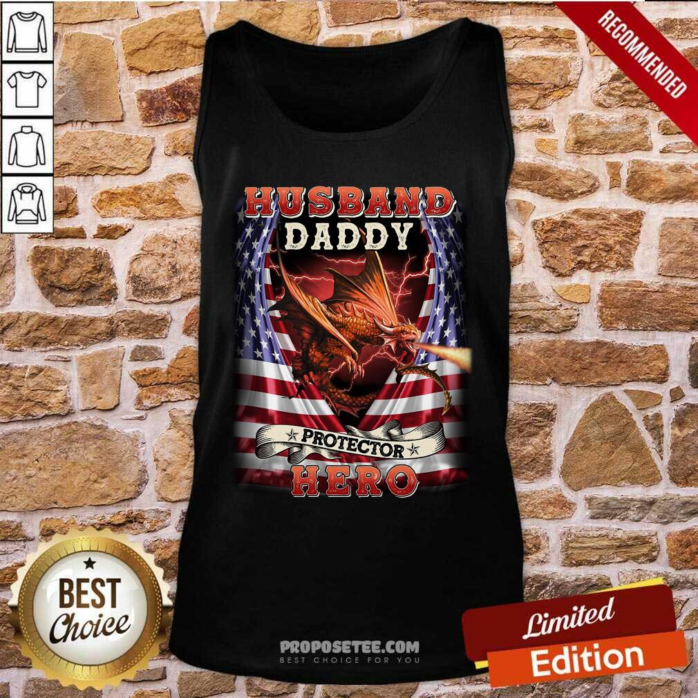 Husband Daddy Protector Hero American Flag Shirt - Image 4