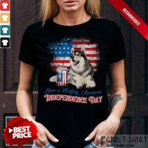 Husky Woofing Awesome Independence Day Shirt