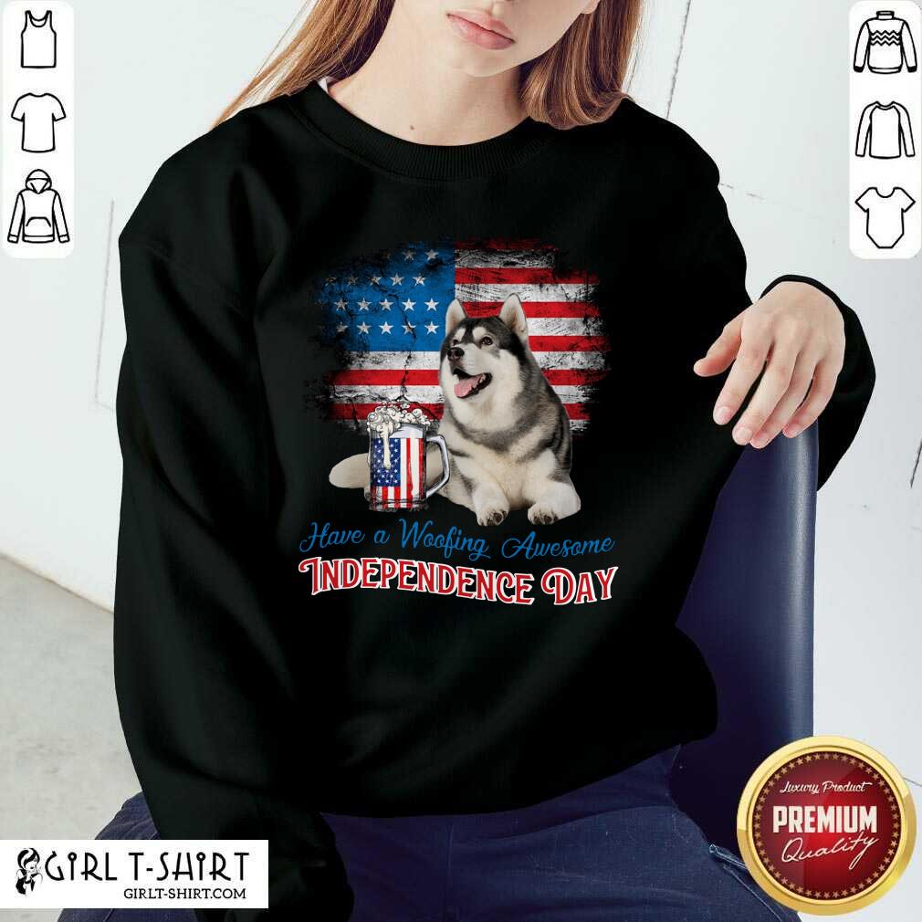 Husky Woofing Awesome Independence Day Shirt - Image 4