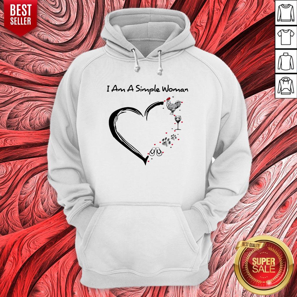 I Am A Simple Woman Chicken Wine Dog Paw And Flip Flop Shirt - Image 3