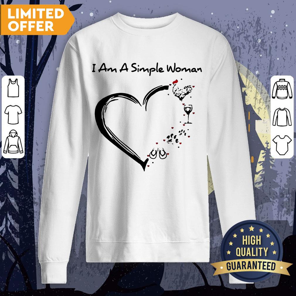 I Am A Simple Woman Chicken Wine Dog Paw And Flip Flop Shirt - Image 4