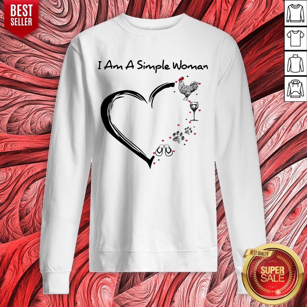 I Am A Simple Woman Chicken Wine Dog Paw And Flip Flop Shirt - Image 2