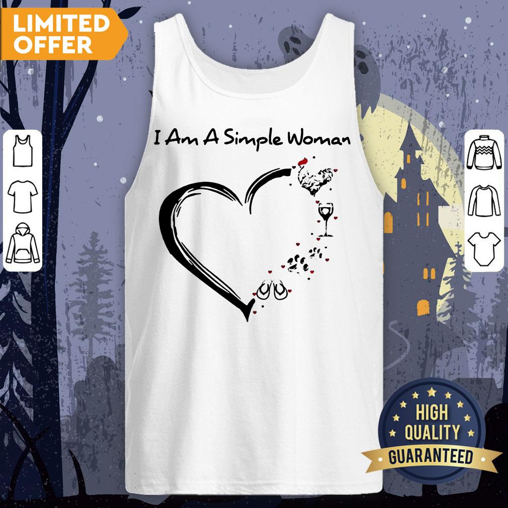 I Am A Simple Woman Chicken Wine Dog Paw And Flip Flop Shirt - Image 2