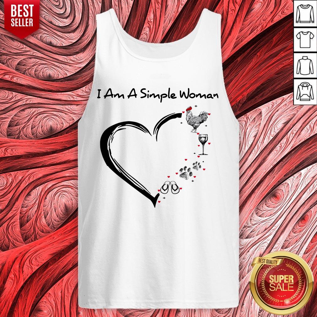 I Am A Simple Woman Chicken Wine Dog Paw And Flip Flop Shirt - Image 4