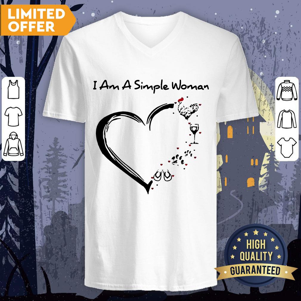 I Am A Simple Woman Chicken Wine Dog Paw And Flip Flop Shirt - Image 3