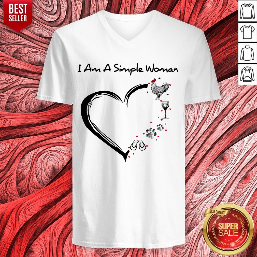 I Am A Simple Woman Chicken Wine Dog Paw And Flip Flop Shirt - Image 5