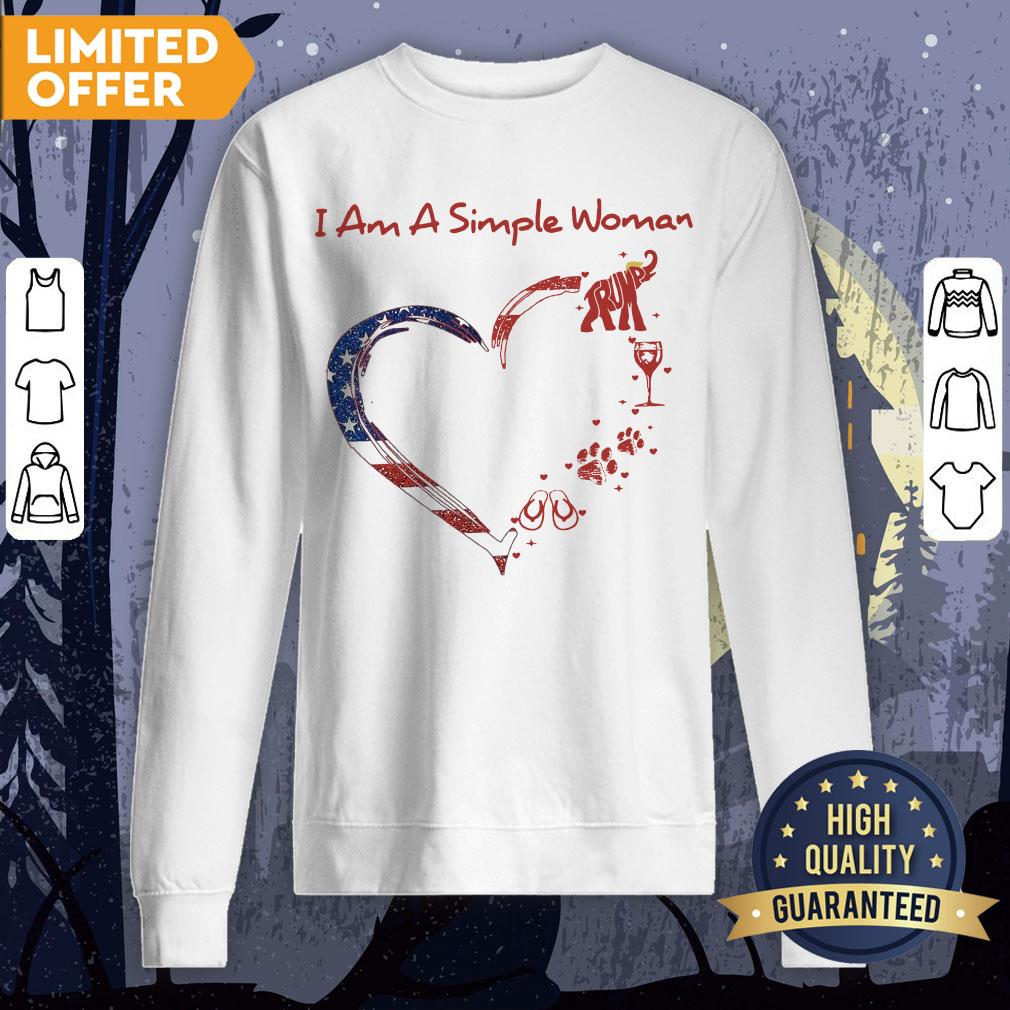 I Am A Simple Woman Love Flip-flops Dog Wine And Elephant Trump Shirt - Image 4