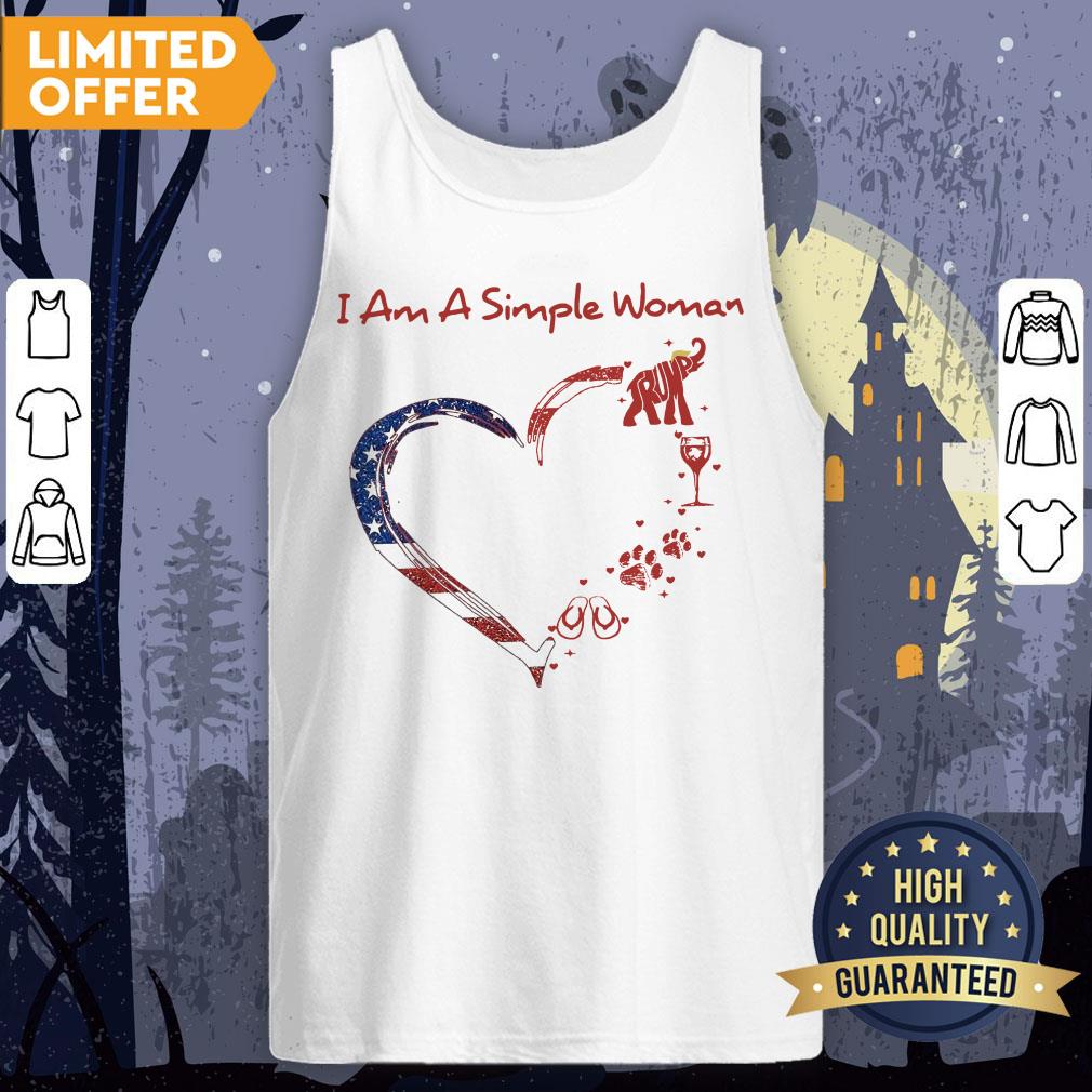 I Am A Simple Woman Love Flip-flops Dog Wine And Elephant Trump Shirt - Image 2