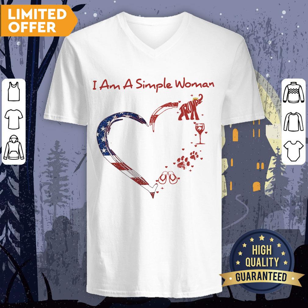 I Am A Simple Woman Love Flip-flops Dog Wine And Elephant Trump Shirt - Image 3