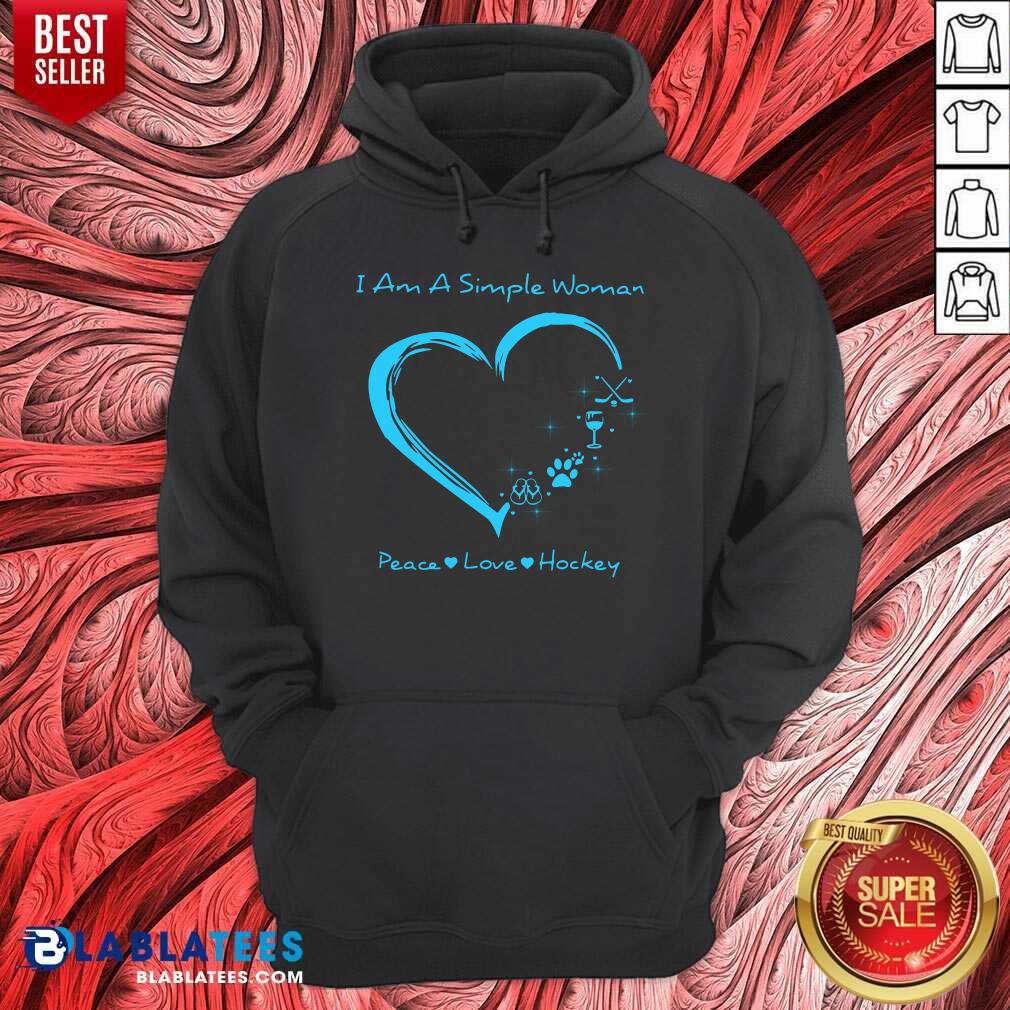I Am A Simple Woman Peace Love Hockey Heart Shirt - Image 2