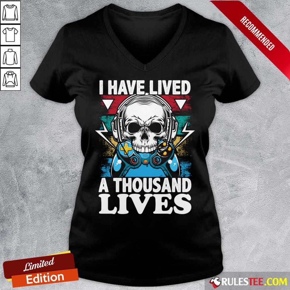 I Have Lived A Thousand Lives Skull Video Game Shirt - Image 2