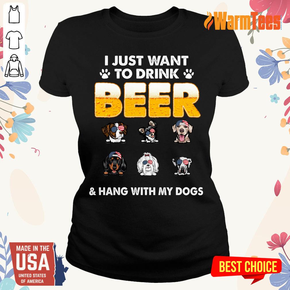 I Just Want To Drink Beer And Hang With My Dogs American Flag Shirt - Image 3