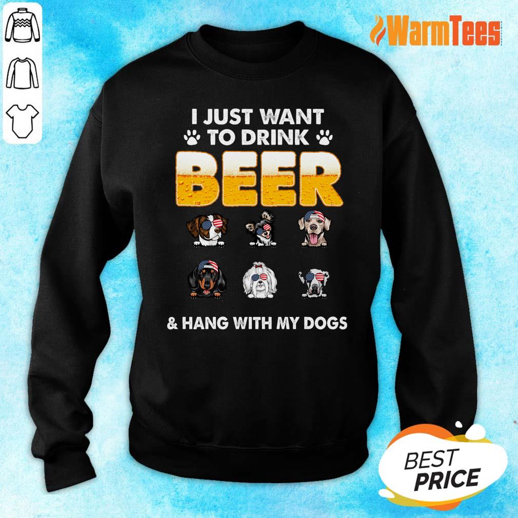 I Just Want To Drink Beer And Hang With My Dogs American Flag Shirt - Image 2