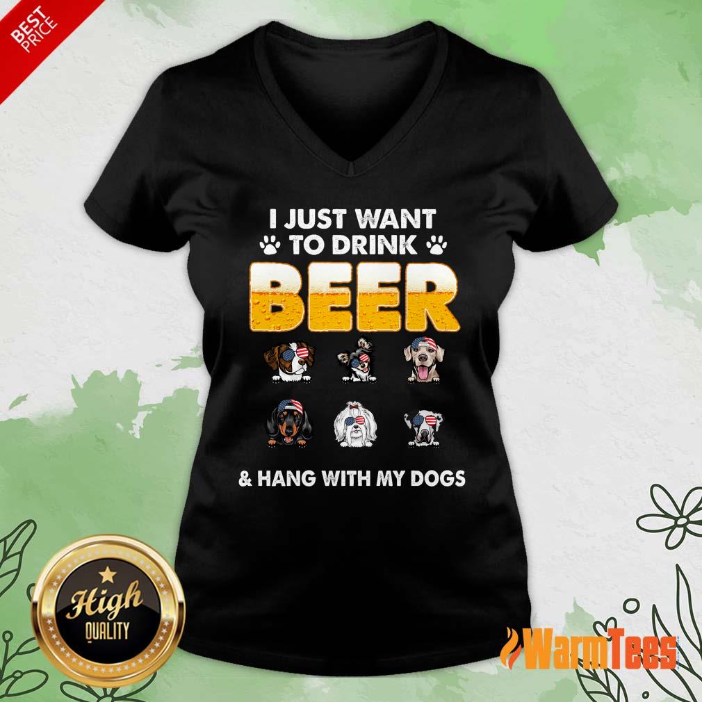 I Just Want To Drink Beer And Hang With My Dogs American Flag Shirt - Image 5