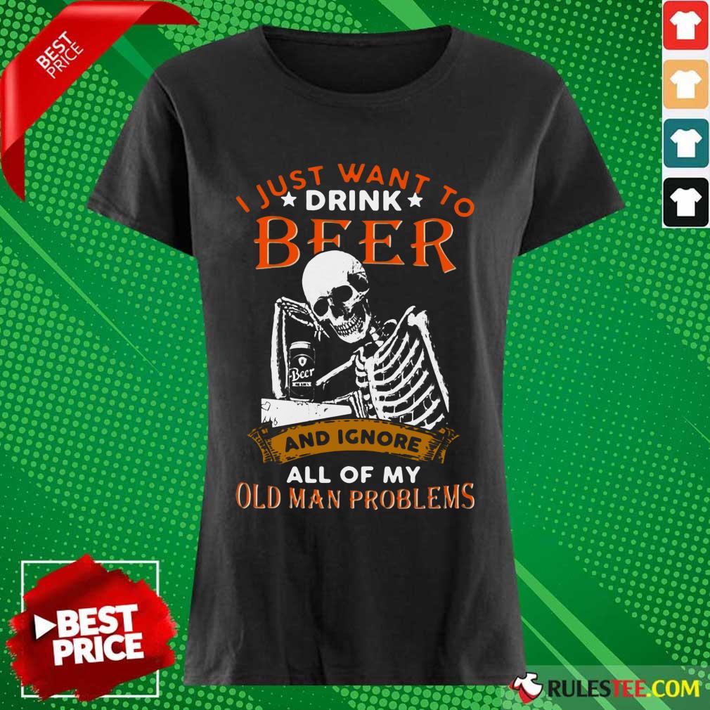 I Just Want To Drink Beer Skeleton Shirt - Image 3