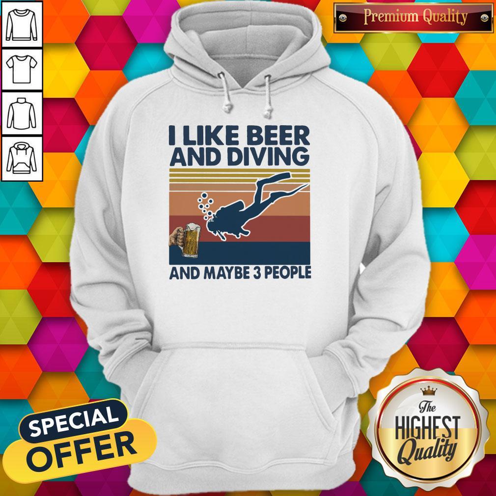 I Like Beer And Diving And Maybe 3 People Vintage Retro Shirt - Image 3
