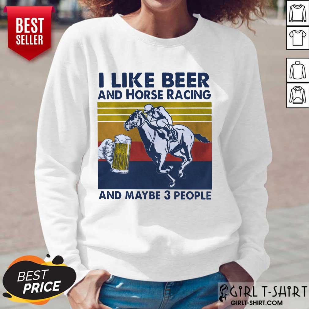 I Like Beer And Horse Racing Vintage Shirt - Image 5