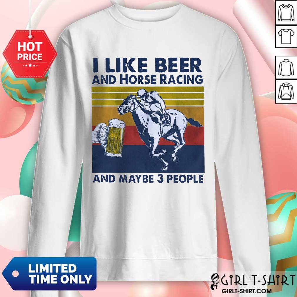 I Like Beer And Horse Racing Vintage Shirt - Image 4