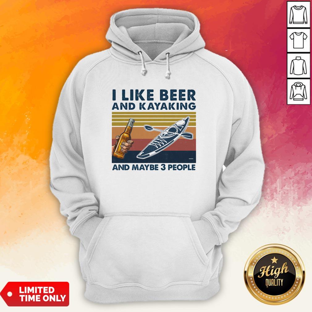 I Like Beer And Kayaking And Maybe 3 People Vintage Retro White Shirt - Image 2