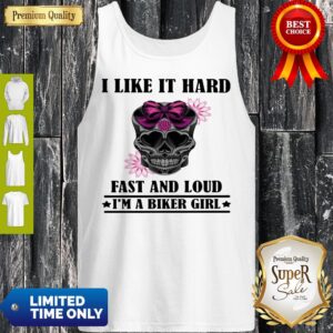 Alternative view of I Like It Hard Fast And Loud I’m Biker Girl Skull Shirt