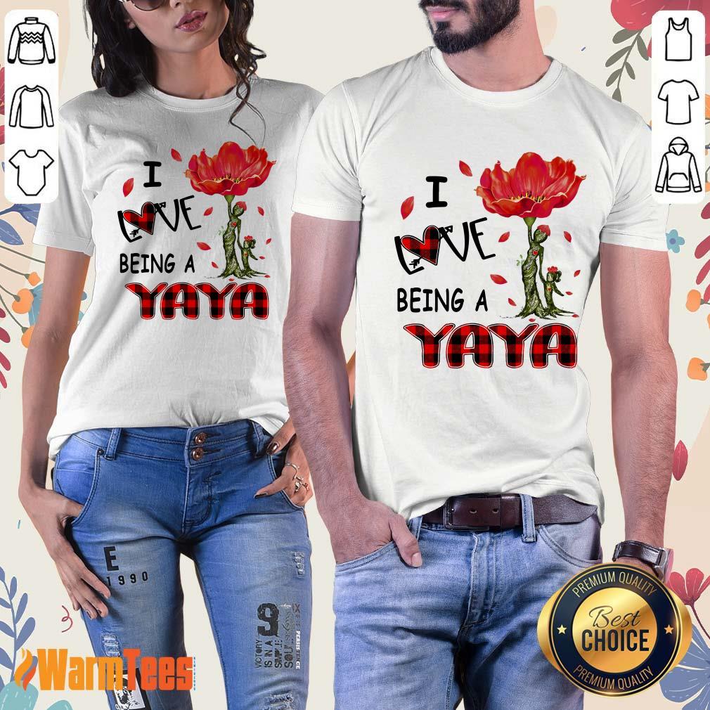 I Love Being A Yaya Red Flower Shirt - Image 2