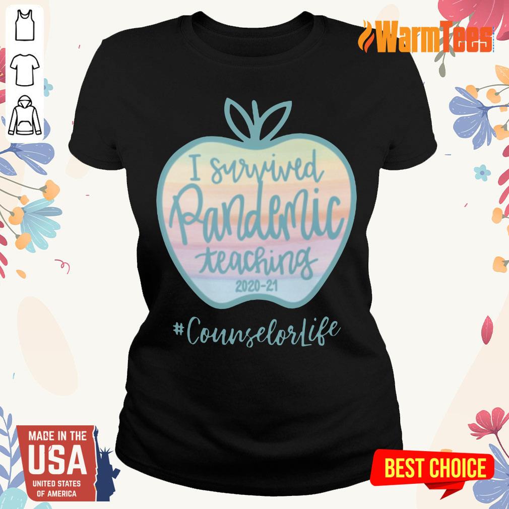 I Survived Pandemic Teaching 2020 21 Apple Counselor Life Shirt - Image 3